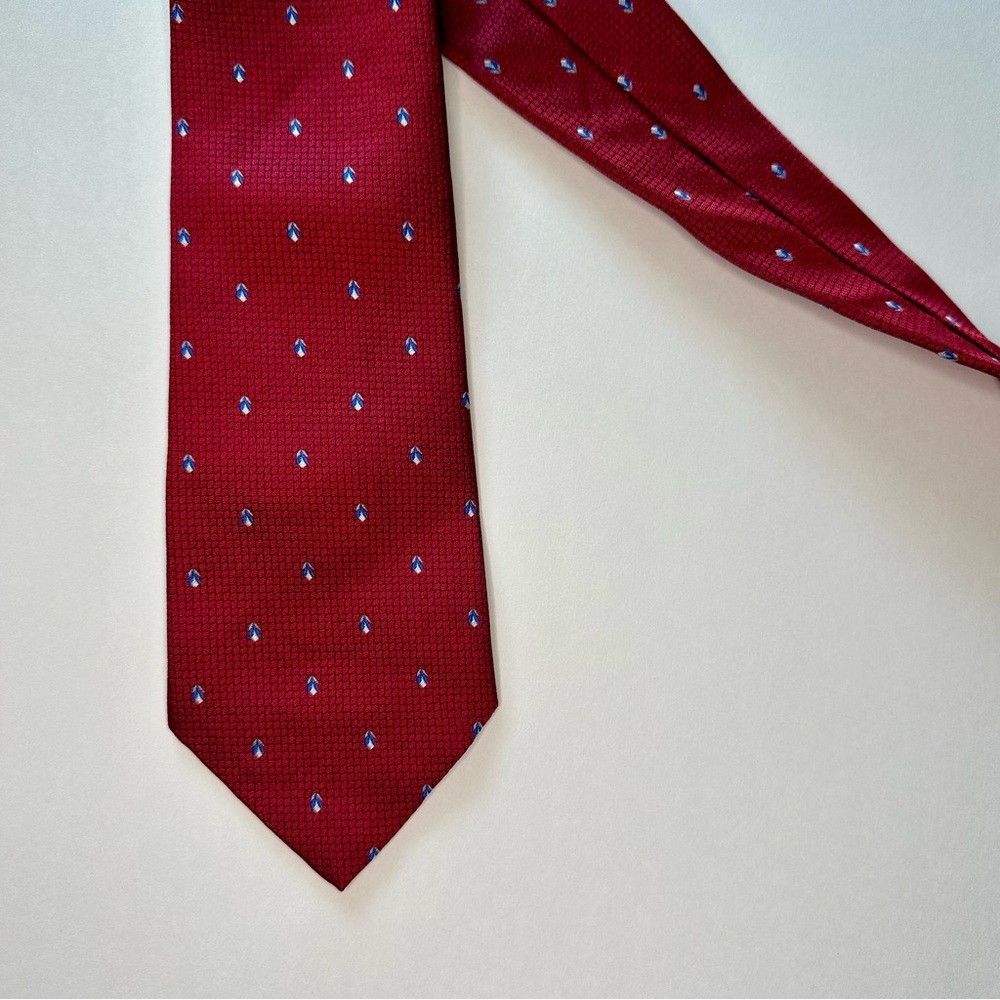 Vintage Dior Cravats Italian Silk Classic Red Dotted Designer Tie, Christian